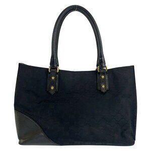 Gucci Horsebit Black Tote Leather Sharly GG Canvas Shoulder Line Bag